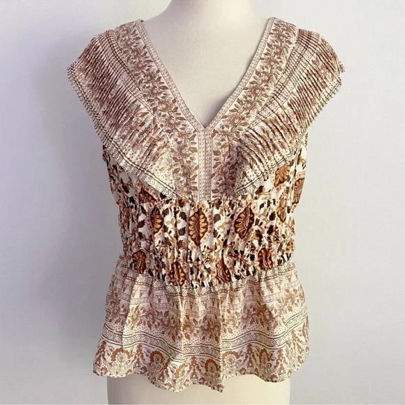 Rachel Zoe Floral Smocked Peplum Top - Picture 8 of 15